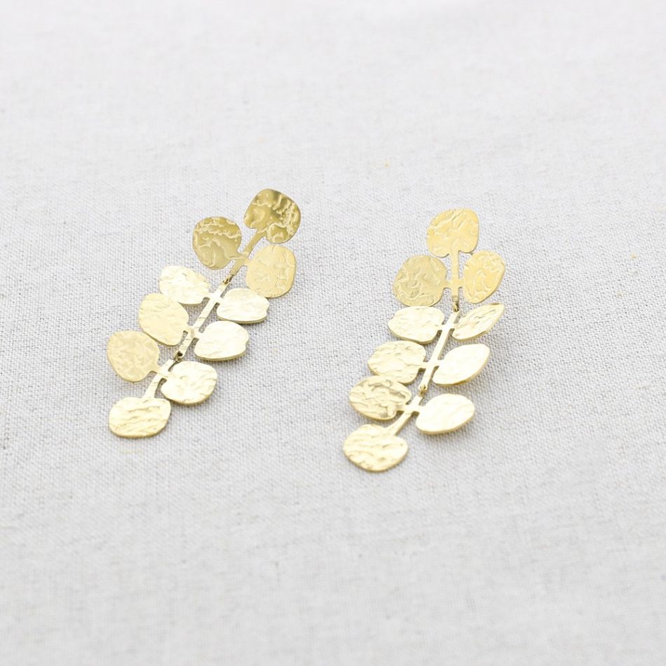 PENDIENTES ACERO HOJITAS