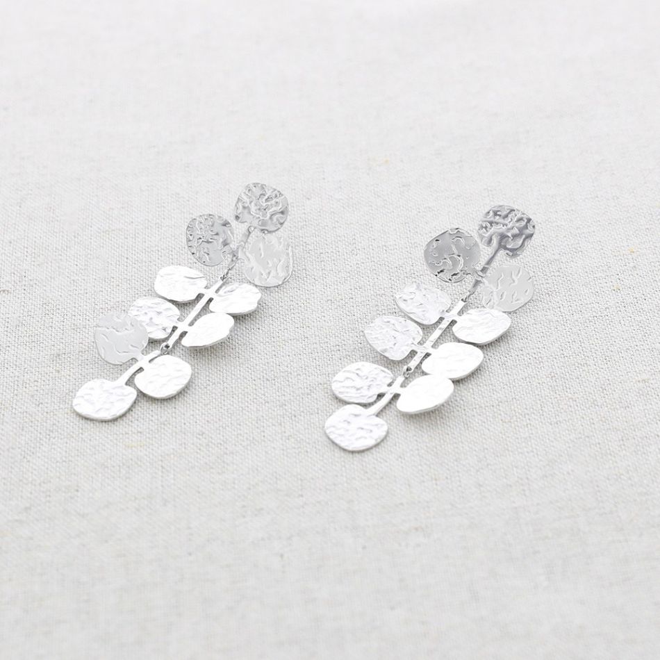 PENDIENTES ACERO HOJITAS