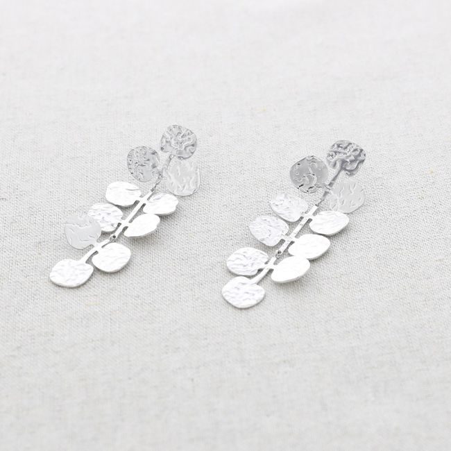 PENDIENTES ACERO HOJITAS