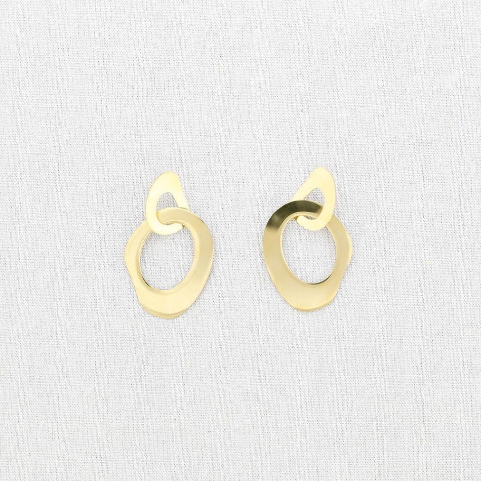 IRREGULAR DOUBLE LINK STEEL EARRINGS