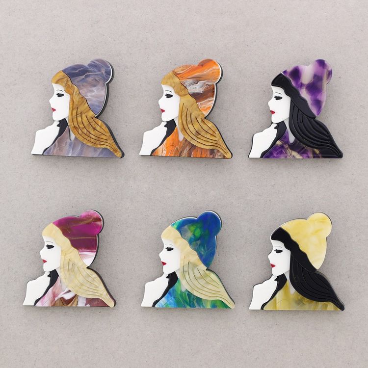 RESIN HAT GIRL BROOCH 2