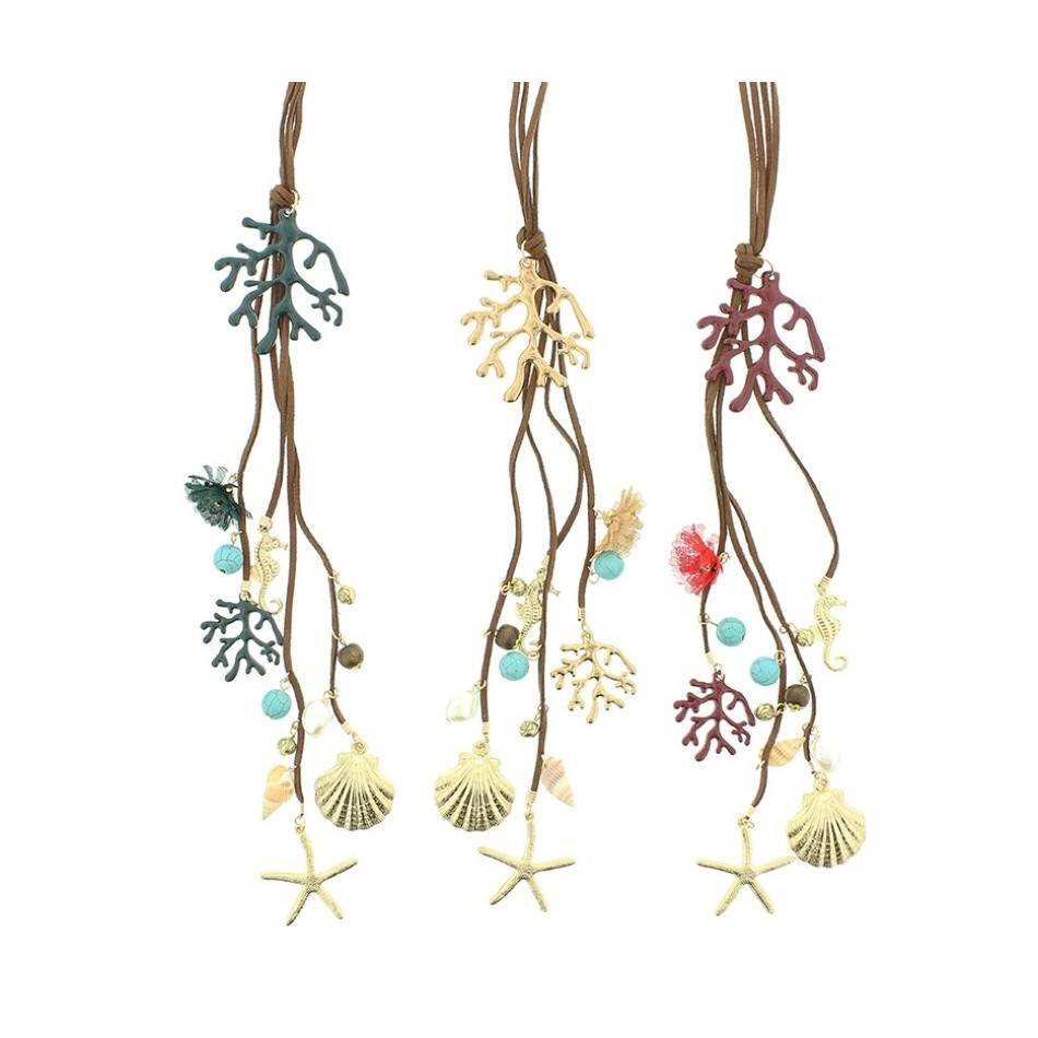 LONG PENDANT NECKLACE MARINE MOTIVES