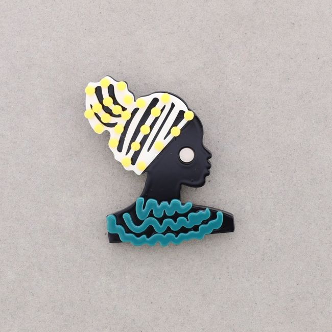 BLACK GIRL RESIN BROOCH