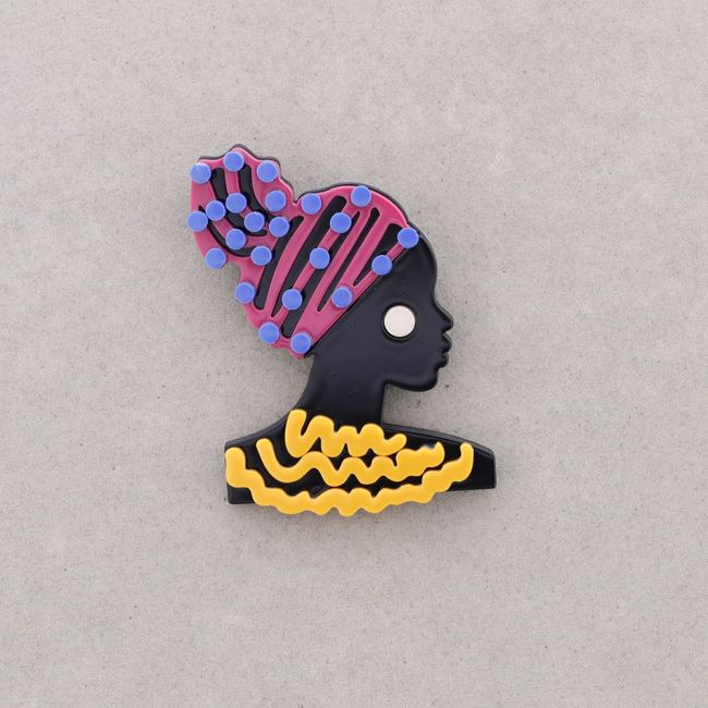 BLACK GIRL RESIN BROOCH