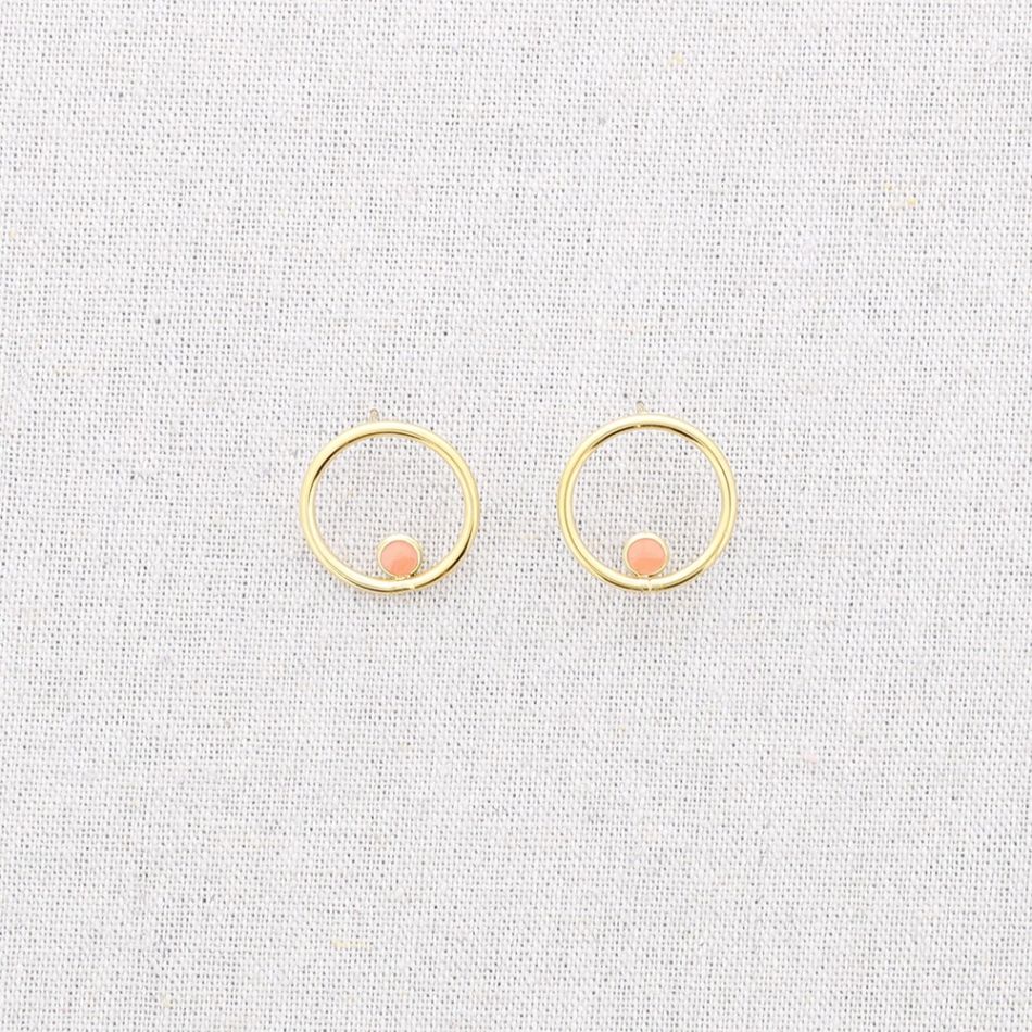 PENDIENTES ACERO CIRCULO GRANO ESMALTE