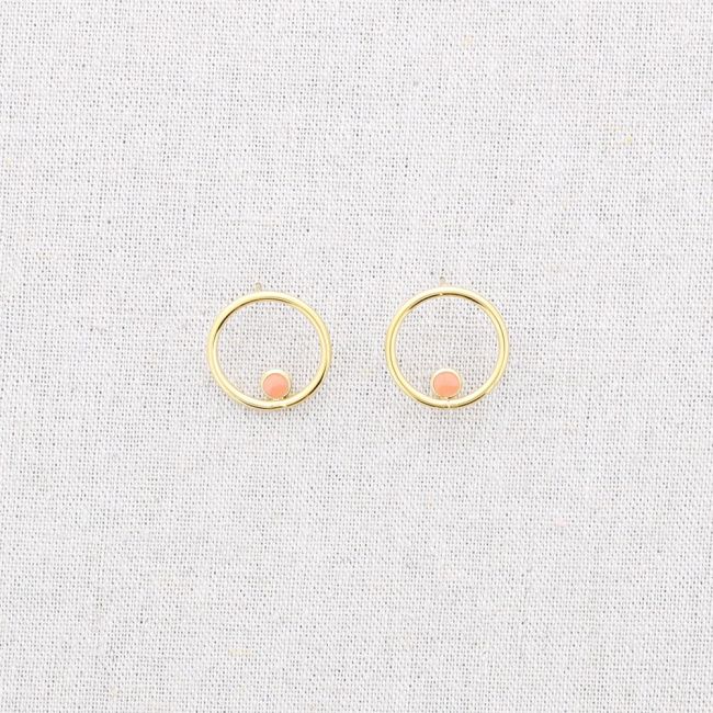 STEEL EARRINGS CIRCLE GRAIN ENAMEL