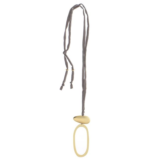 LONG NECKLACE WITH METAL RING PENDANT