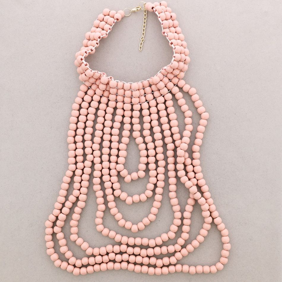 WOODEN BALLS BIB NECKLACE