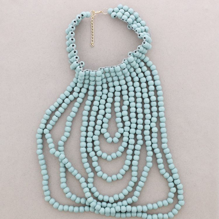 WOODEN BALLS BIB NECKLACE
