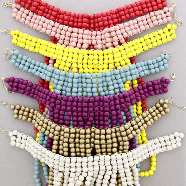 WOODEN BALLS BIB NECKLACE