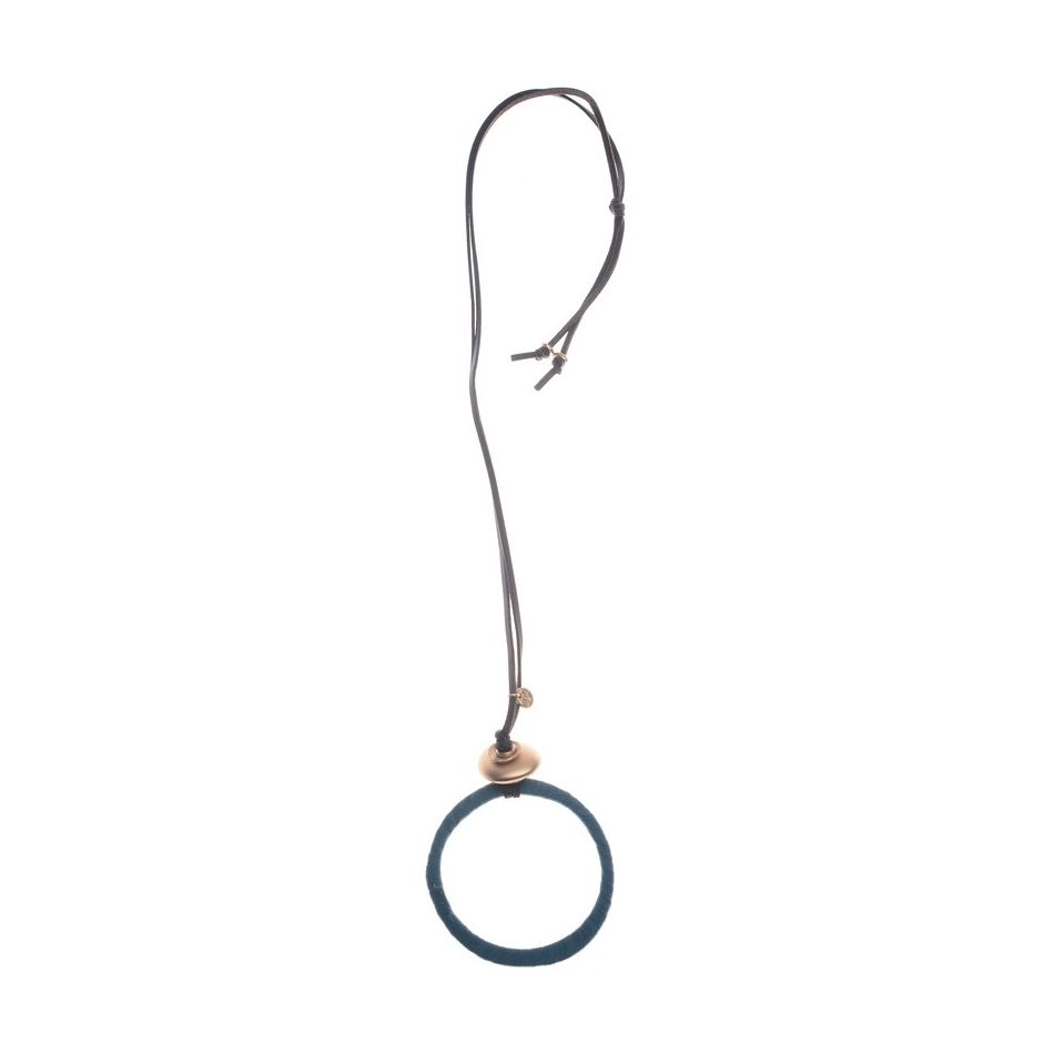COLLAR LARGO COLGANTE ANILLA METAL FORRADA
