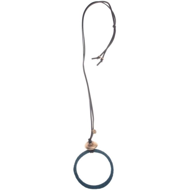 COLLAR LARGO COLGANTE ANILLA METAL FORRADA
