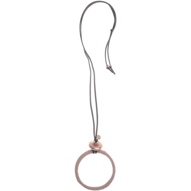 COLLAR LARGO COLGANTE ANILLA METAL FORRADA