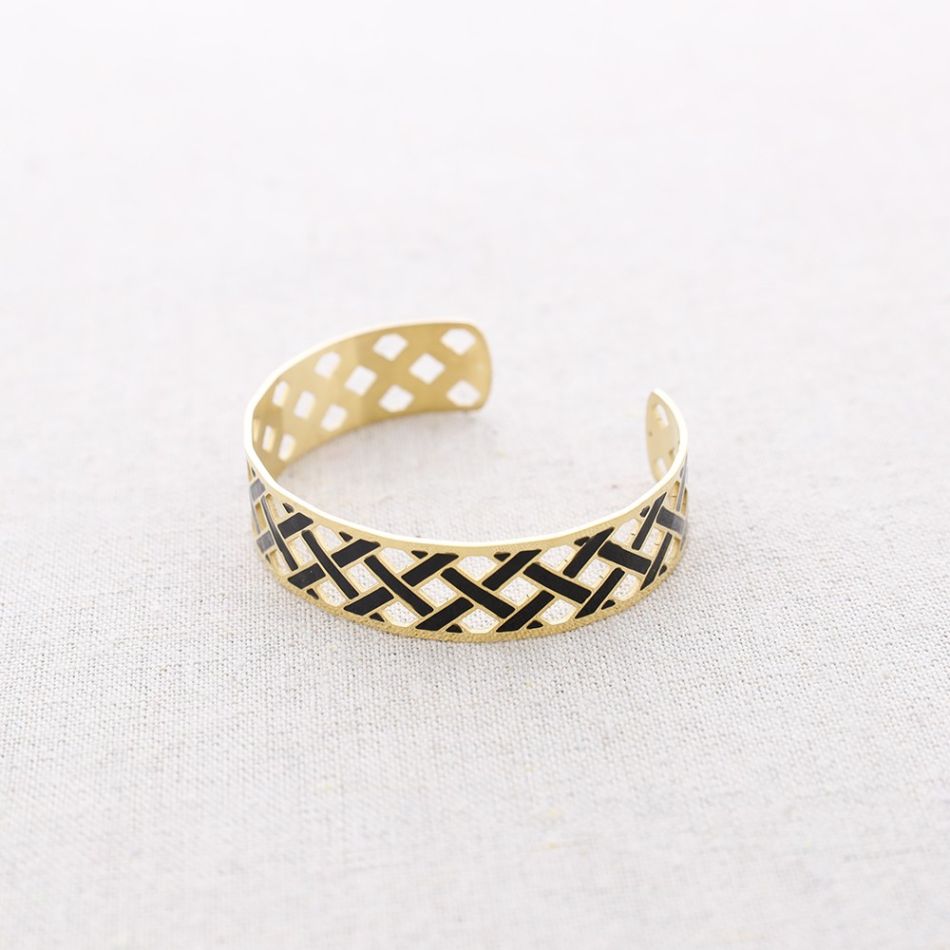 PULSERA TRENZADA AJUSTABLE ACERO ESMALTE