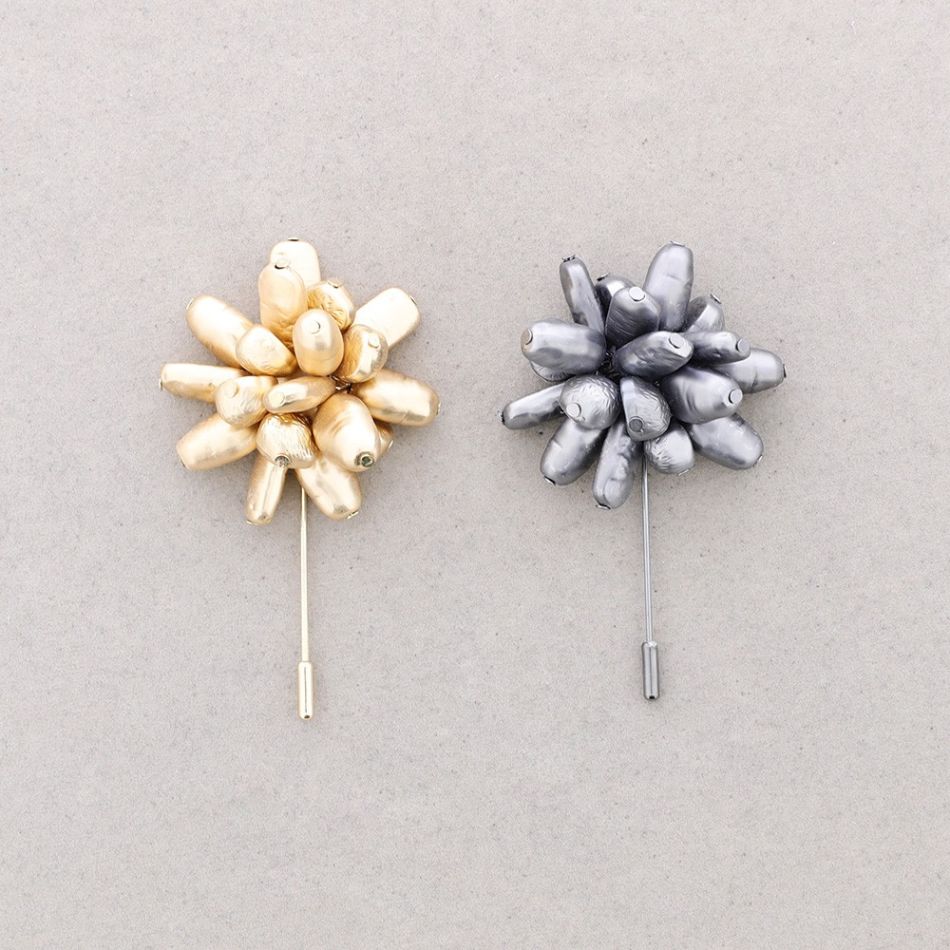 BROOCH NEEDLE BEADS IMITATION PEARLS