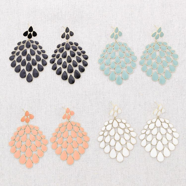 STEEL EARRINGS WITH ENAMEL DROPS 2