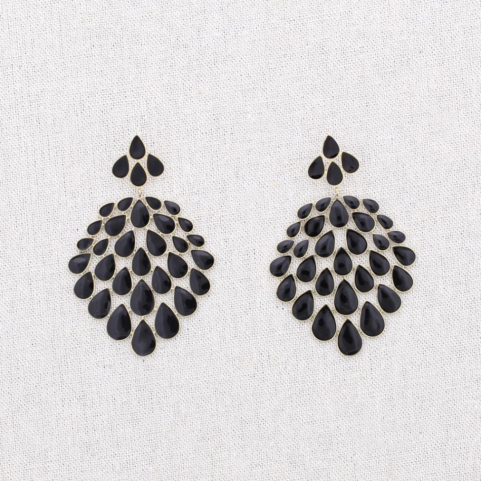 STEEL EARRINGS WITH ENAMEL DROPS