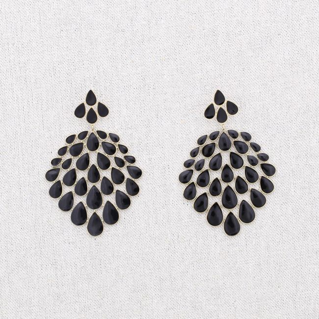 STEEL EARRINGS WITH ENAMEL DROPS