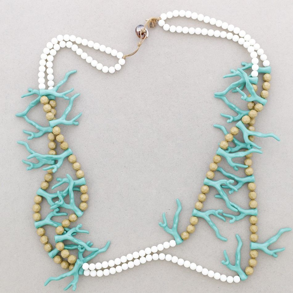 COLLAR DOBLE BOLAS CORALES RESINA