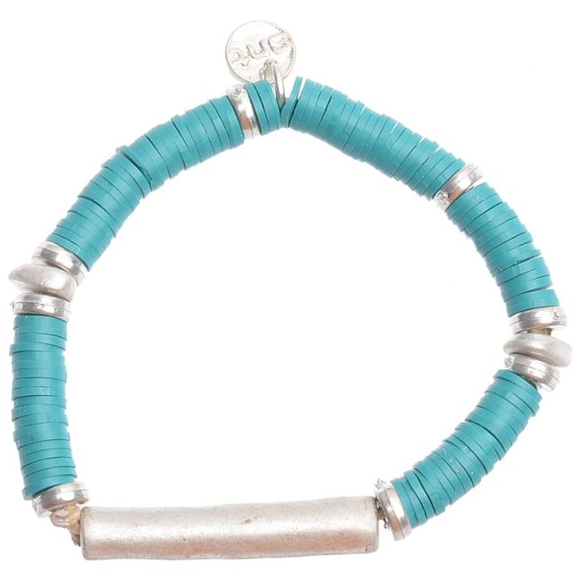 PULSERA ELASTICA FIMO CUENTAS METAL