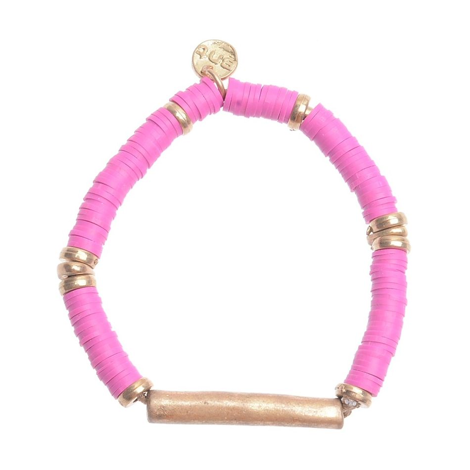 PULSERA ELASTICA FIMO CUENTAS METAL