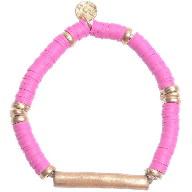 PULSERA ELASTICA FIMO CUENTAS METAL