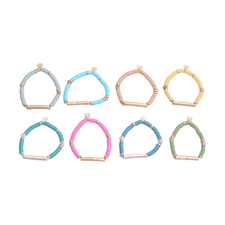 PULSERA ELASTICA FIMO CUENTAS METAL