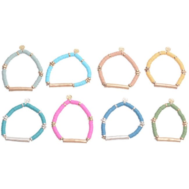 PULSERA ELASTICA FIMO CUENTAS METAL