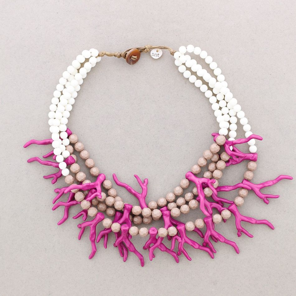 4-TIER RESIN CORAL BALLS NECKLACE
