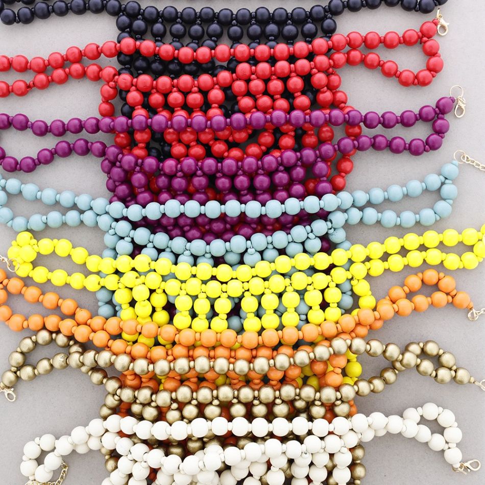 WOODEN BALLS BIB NECKLACE
