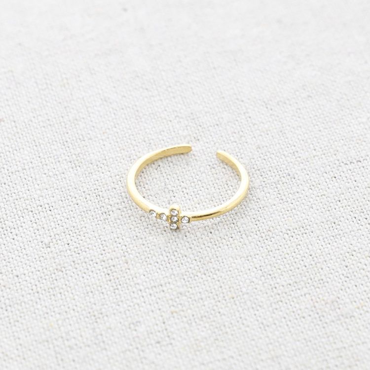 ANILLO ACERO CRUZ CRISTALES