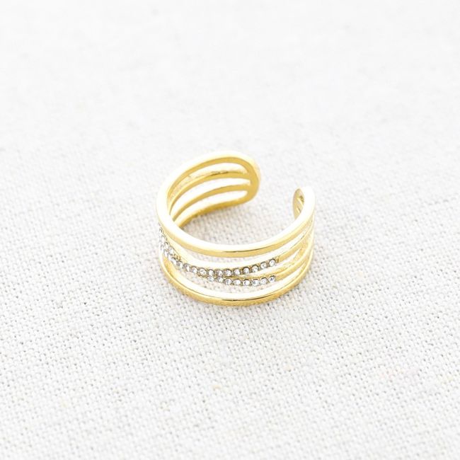 STEEL RING WITH CRYSTALS