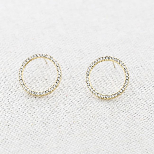 STEEL HOOP EARRINGS WITH CRYSTALS