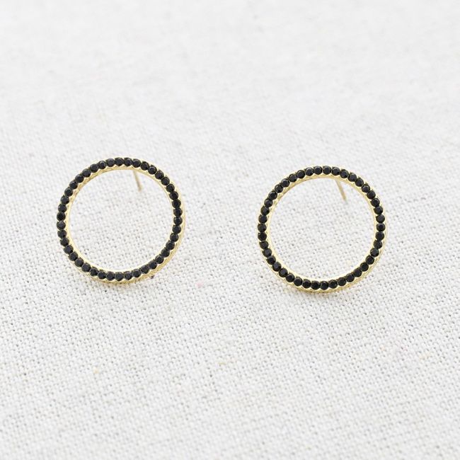 STEEL HOOP EARRINGS WITH CRYSTALS
