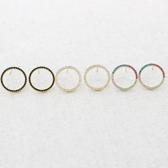 STEEL HOOP EARRINGS WITH CRYSTALS