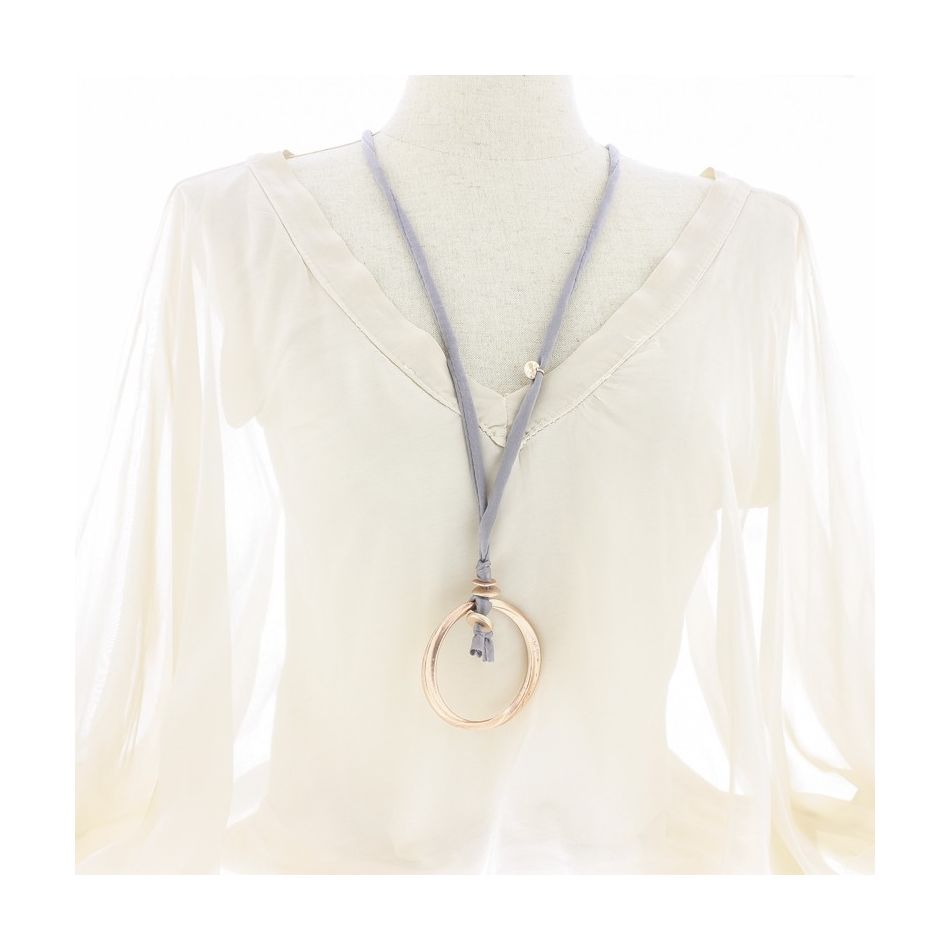 COLLAR LARGO COLGANTE ANILLA METAL