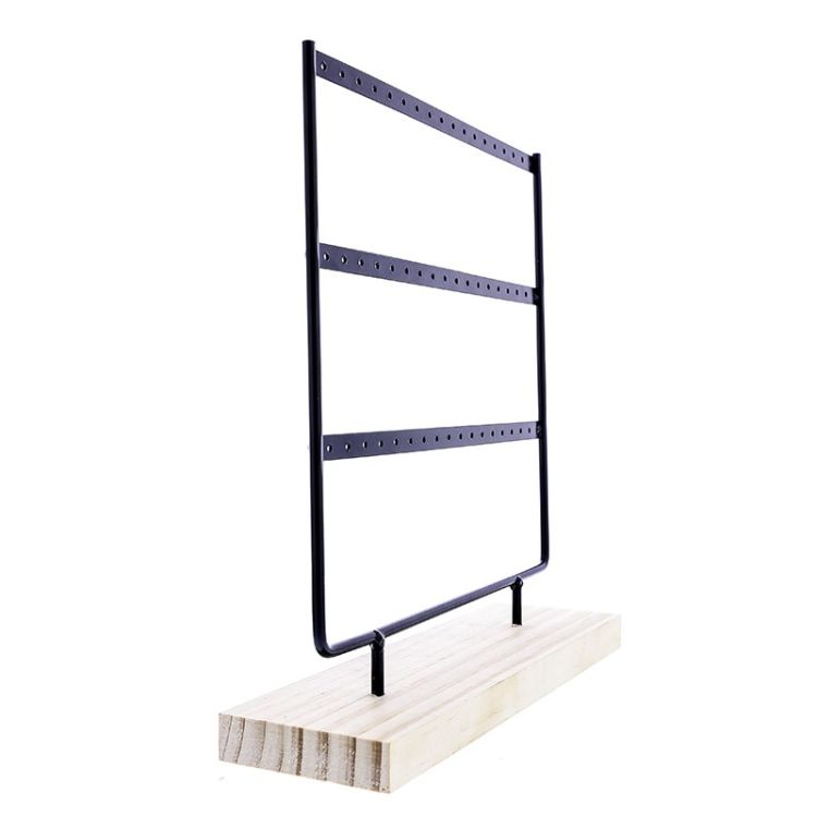 EXPOSITOR PENDIENTES GRANDE 3 NIVELES MADERA METAL 27*29,5 CM 2