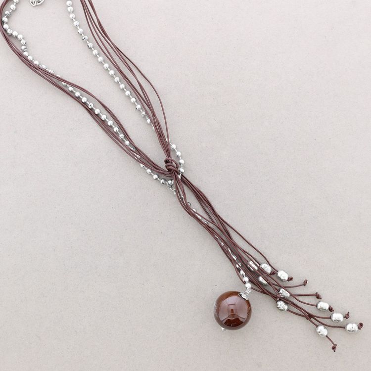 COLLAR CADENAS CUERO COLGANTE 2