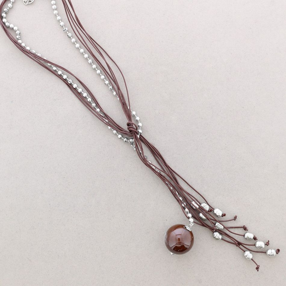 COLLAR CADENAS CUERO COLGANTE