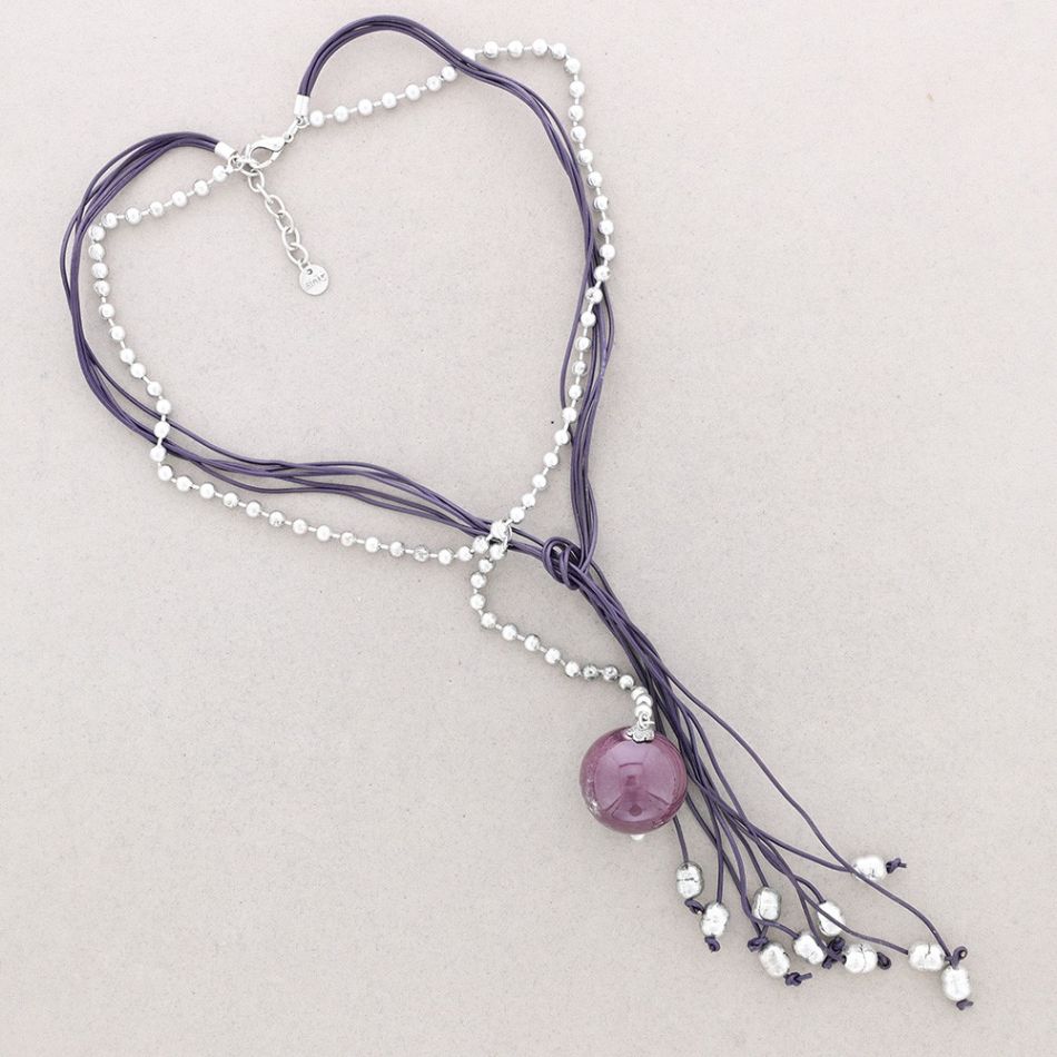 COLLAR CADENAS CUERO COLGANTE