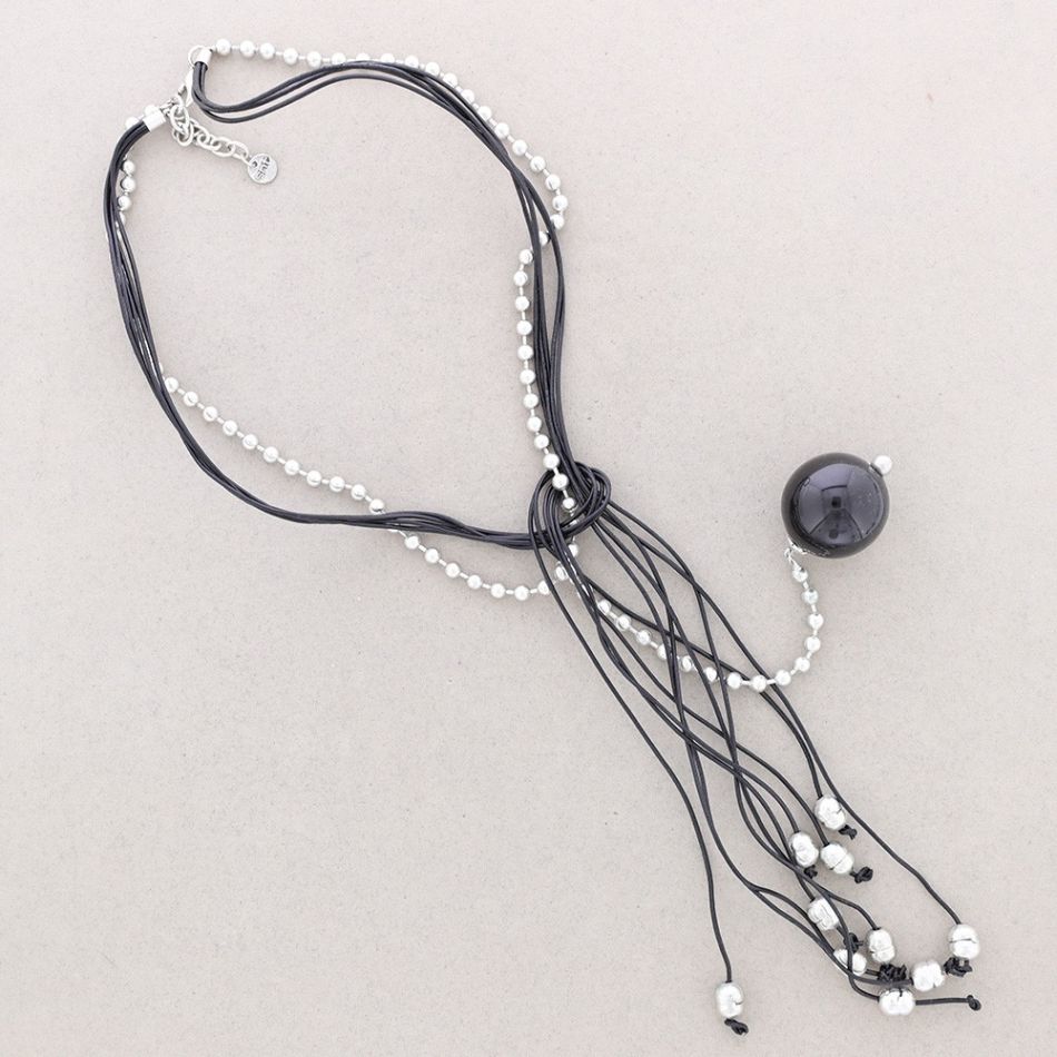 COLLAR CADENAS CUERO COLGANTE