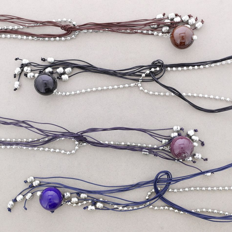 COLLAR CADENAS CUERO COLGANTE