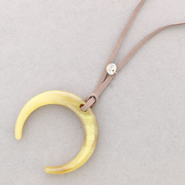 LONG RESIN HALF MOON PENDANT NECKLACE