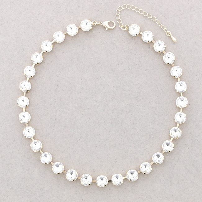 METAL NECKLACE WITH CRYSTALS