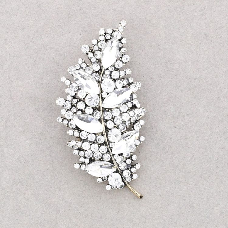 LEAF METAL CRYSTALS BROOCH