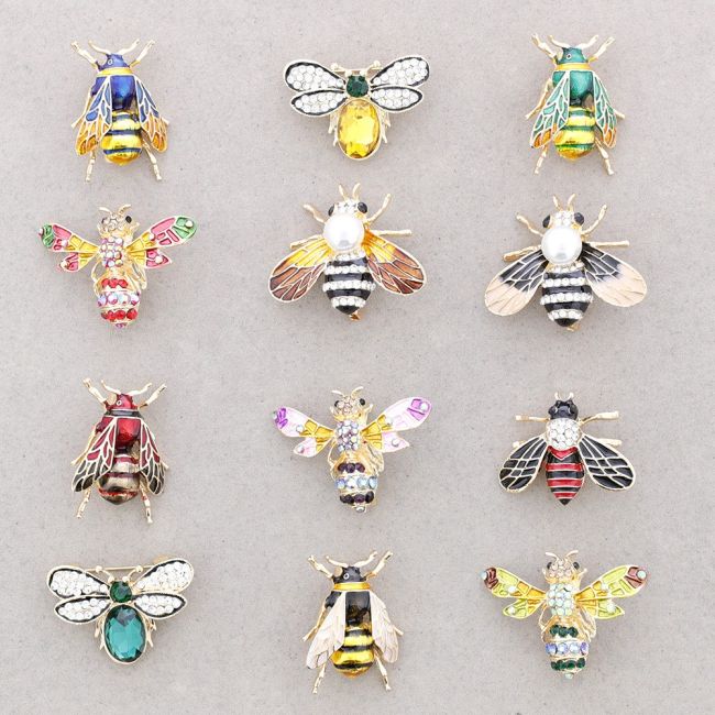 BROCHE SET DOS ABEJAS METAL ESMALTE