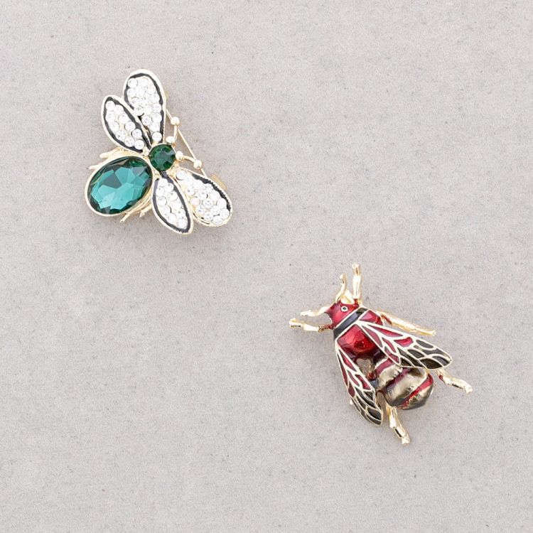 BROCHE SET DOS ABEJAS METAL ESMALTE