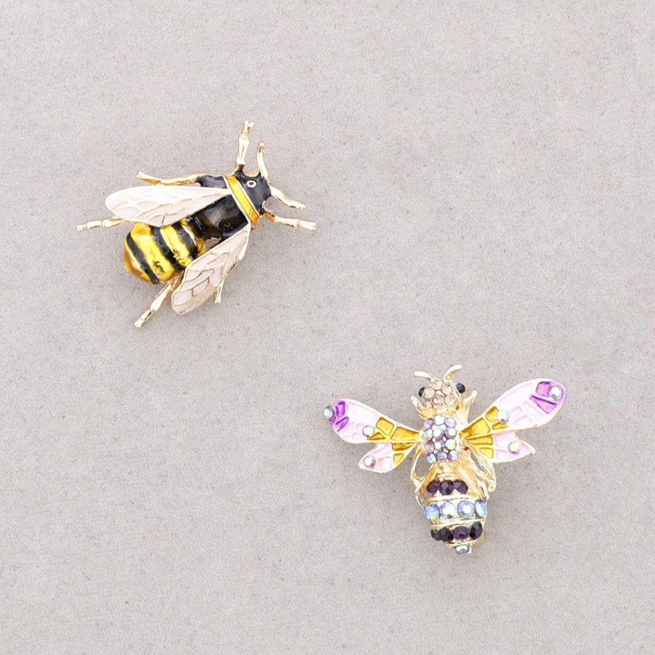 BROCHE SET DOS ABEJAS METAL ESMALTE