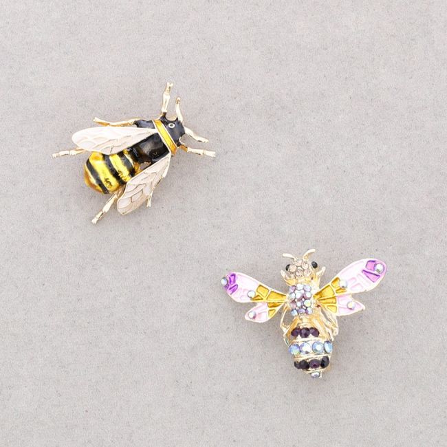 BROCHE SET DOS ABEJAS METAL ESMALTE