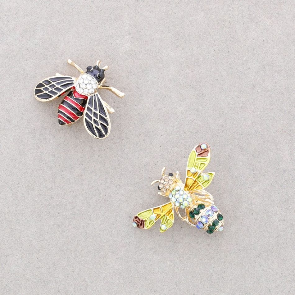 BROCHE SET DOS ABEJAS METAL ESMALTE